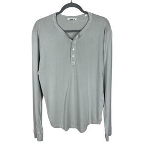 Buck Mason 100% Cotton Henley Shirt Long Sleeve Casual Gray Men's Size Medium